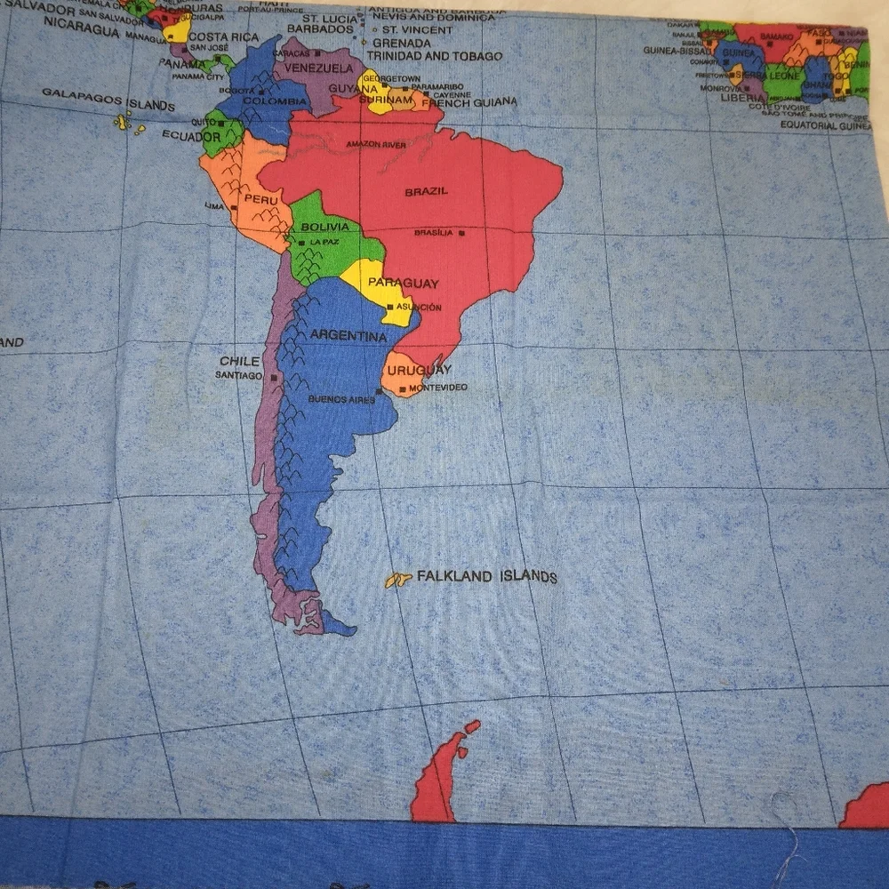 FABRIC Vintage Fabric Map Panel c. 1998, some of these countries don't e…